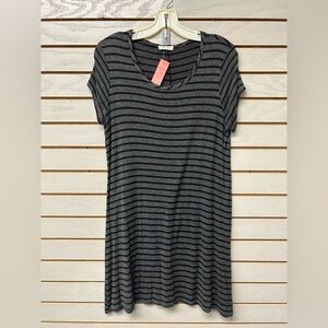 Olivia Rae Charcoal and Black Striped Tee